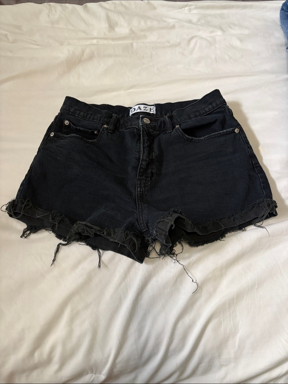 DAZE Black Frayed Denim Shorts for Women